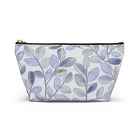 Cherry Plum Leaves Accessory Pouch w T-bottom in Blue